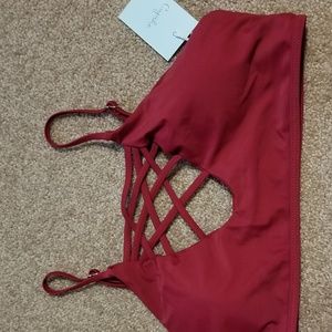 Cupshe red strappy bikini swim top